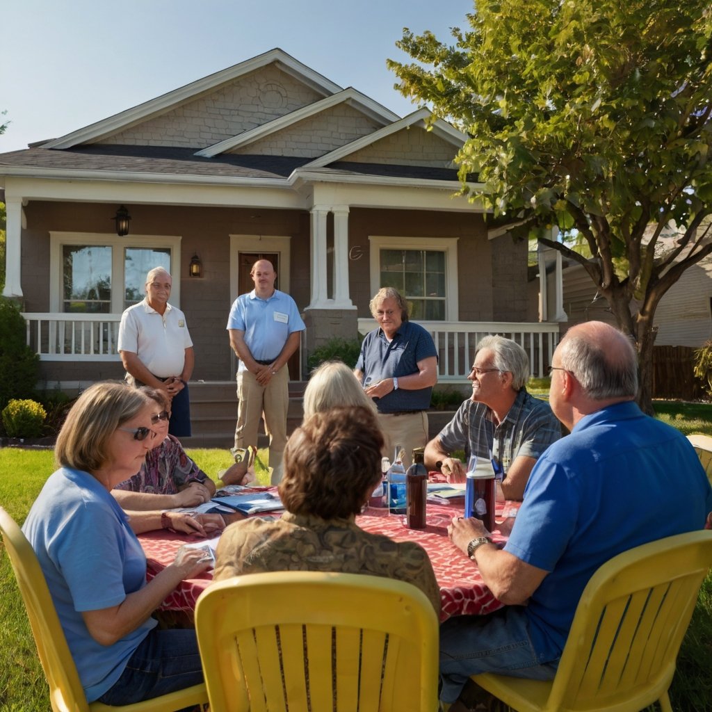 People gathered for a neighborhood watch meeting