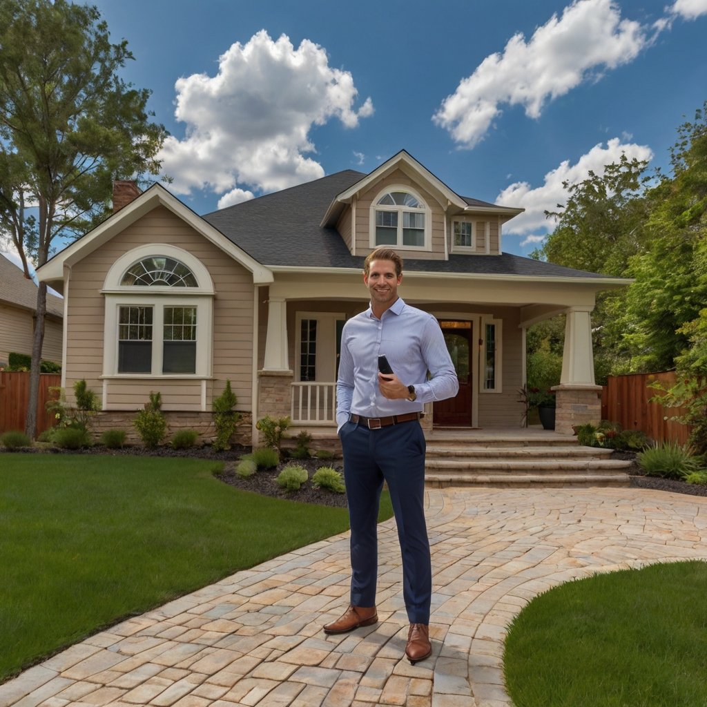 Broker showing a home