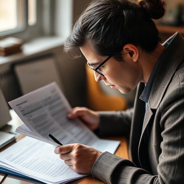 Photo of paul kelter examining tax documents