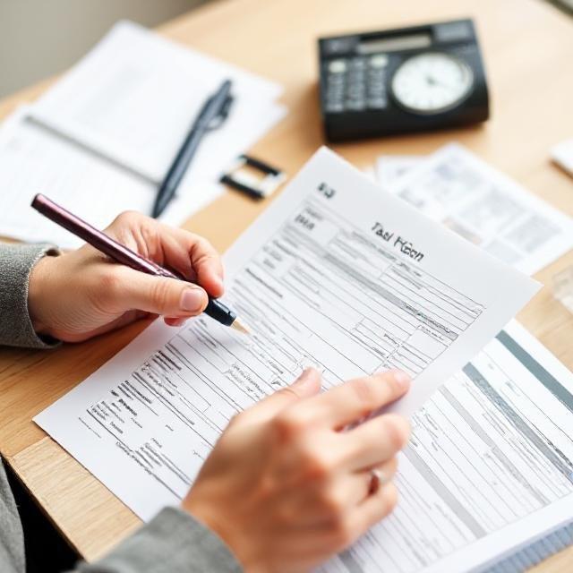 Individual reviewing tax notices and bills