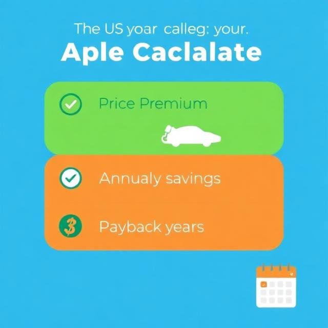 Infographic showing the three steps of calculating hybrid payback: price premium, annual savings, and payback years